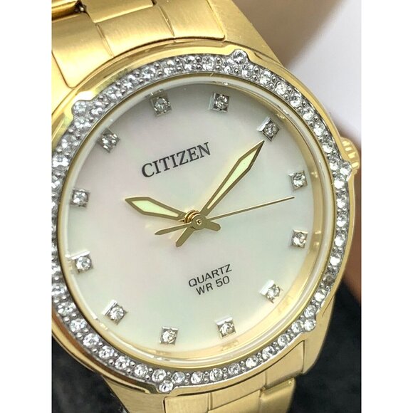 Citizen Women's Watch ER0222-56D Mother of Pearl White Dial Gold Quartz 30mm - Picture 12 of 13